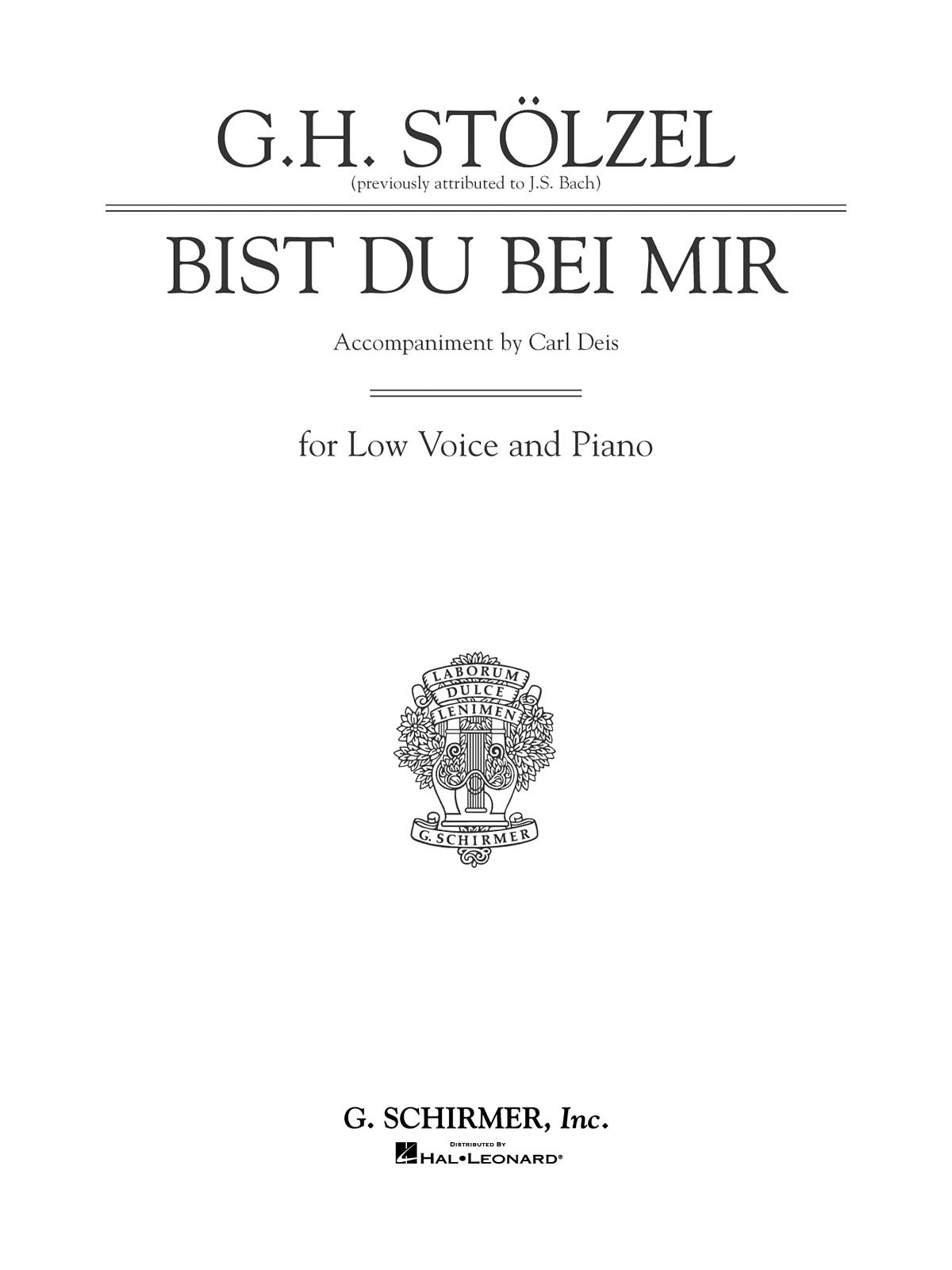 Johann Sebastian Bach: Bist du bei mir (Thou Art My Joy): Low Voice: Vocal Work