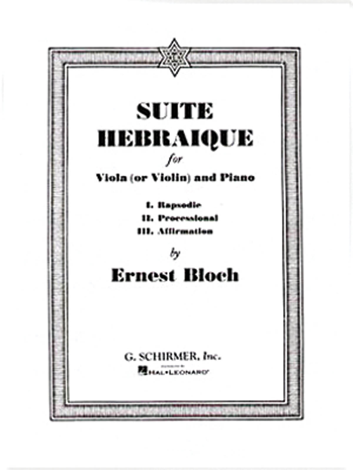Ernest Bloch: Suite Hebraique: Viola: Instrumental Work