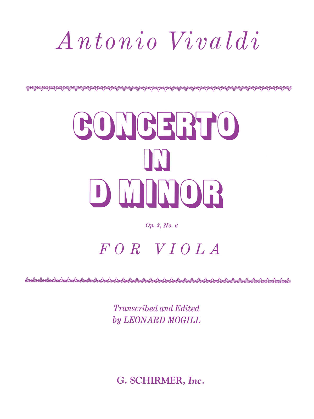 Antonio Vivaldi: Concerto d-minor Op.3 No.6 Viola-Piano: Viola: Instrumental