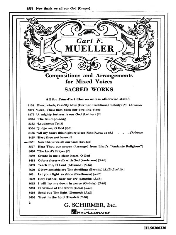 Carl F. Mueller: Now Thank We All Our God: SATB: Vocal Score