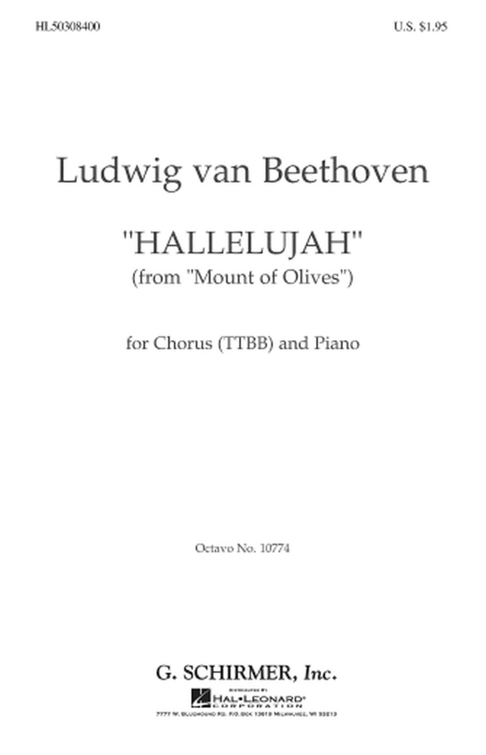 Ludwig van Beethoven: Hallelujah: TTBB: Vocal Score