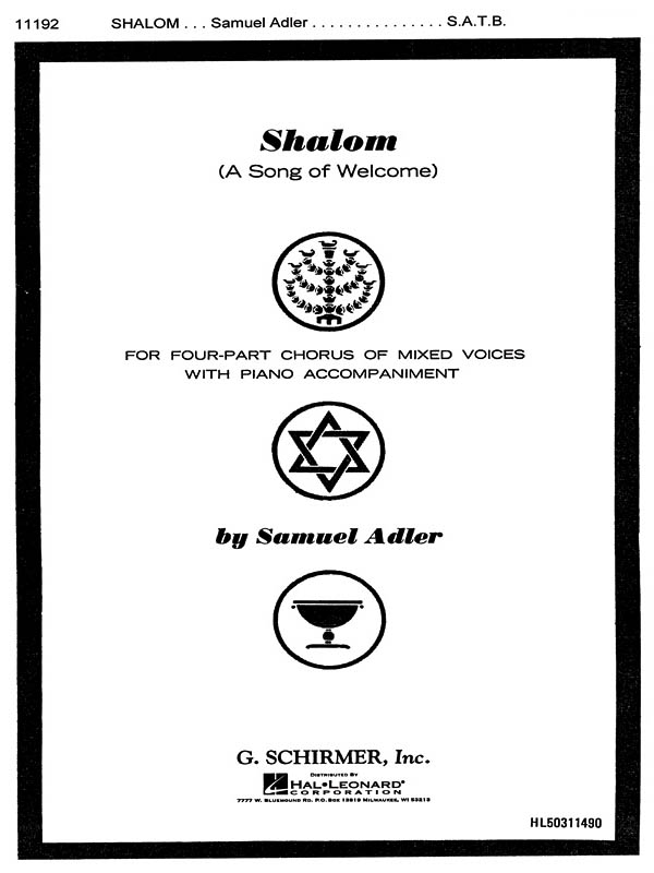 S. Adler: Shalom Song Of Welcome: SATB: Vocal Score