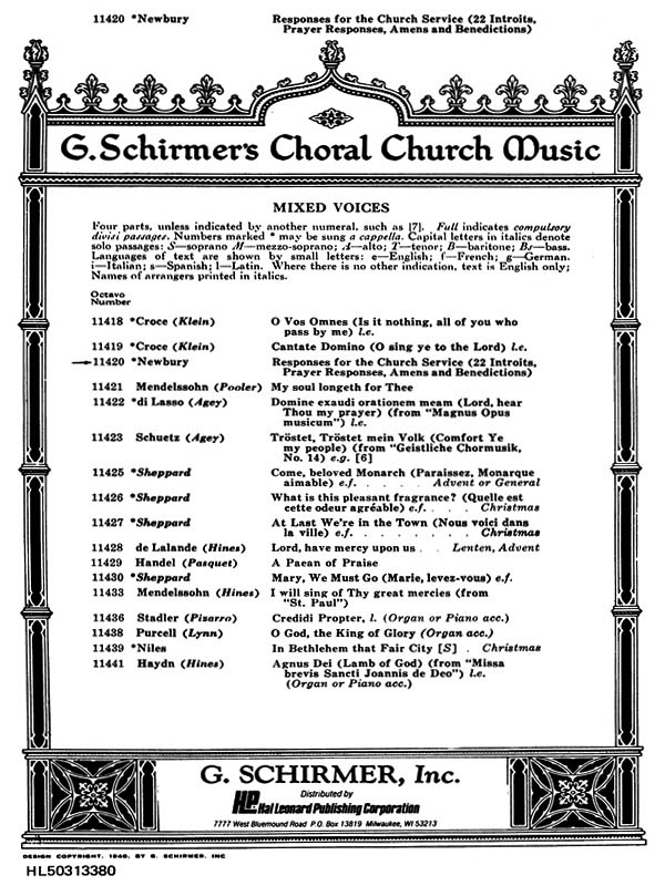 Kent A. Newbury: Responses For Church Services: SATB: Vocal Album
