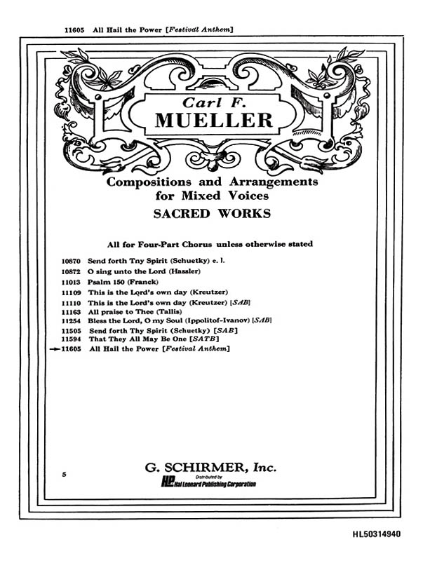 Carl F. Mueller: All Hail The Power: SATB: Vocal Score