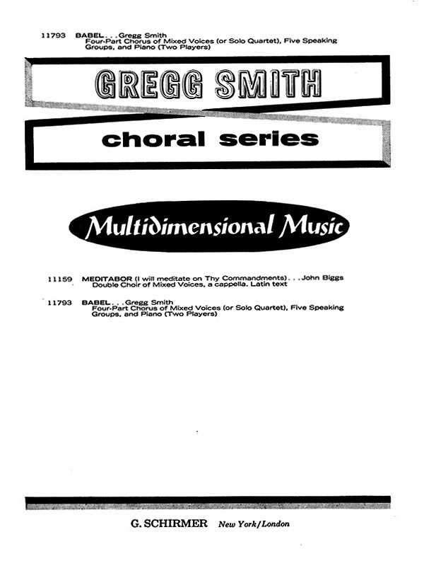 Gregg Smith: Babel: SATB: Vocal Score