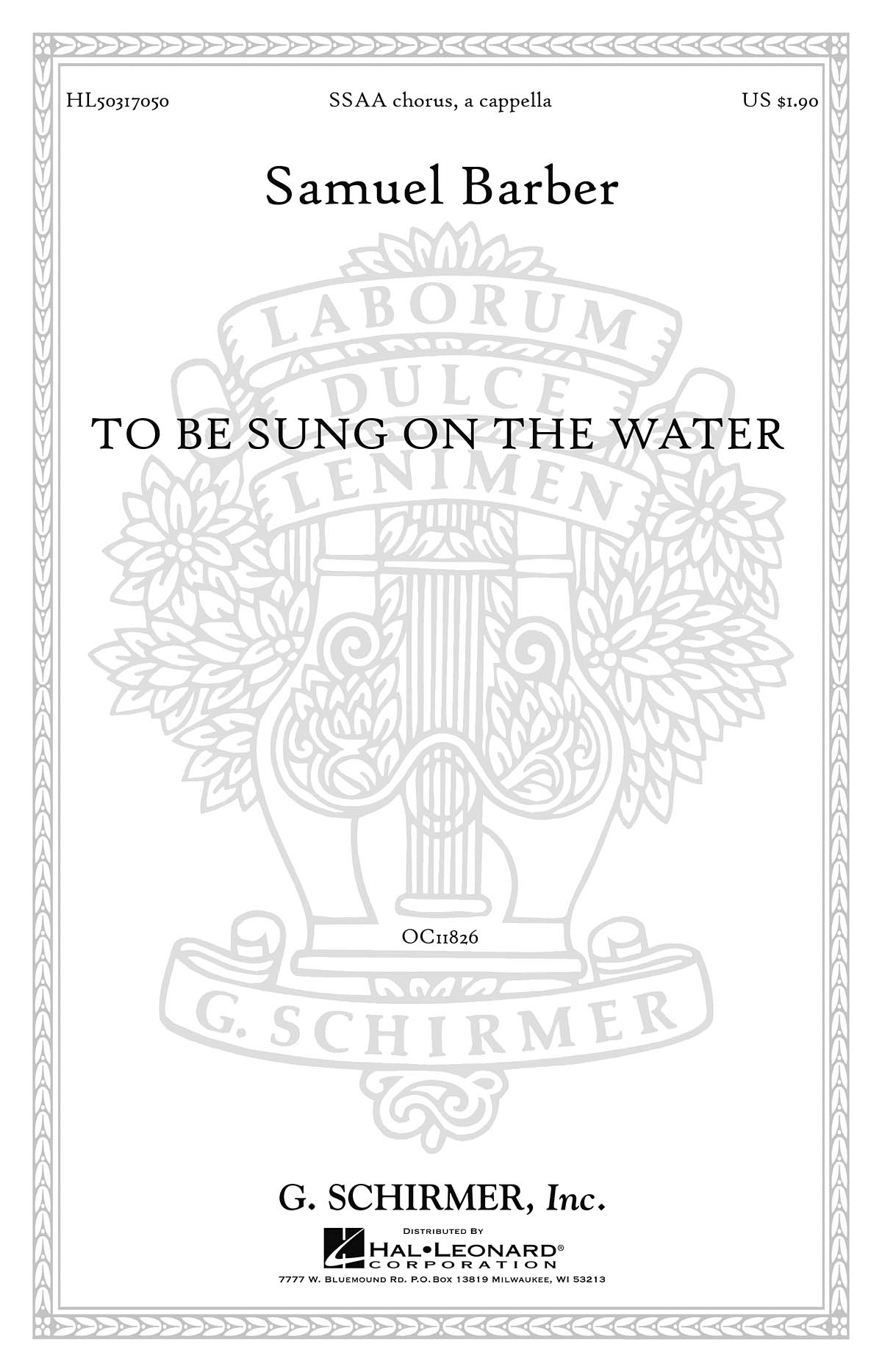 Samuel Barber: To Be Sung on the Water  Op. 42  No. 2: SSAA: Vocal Score