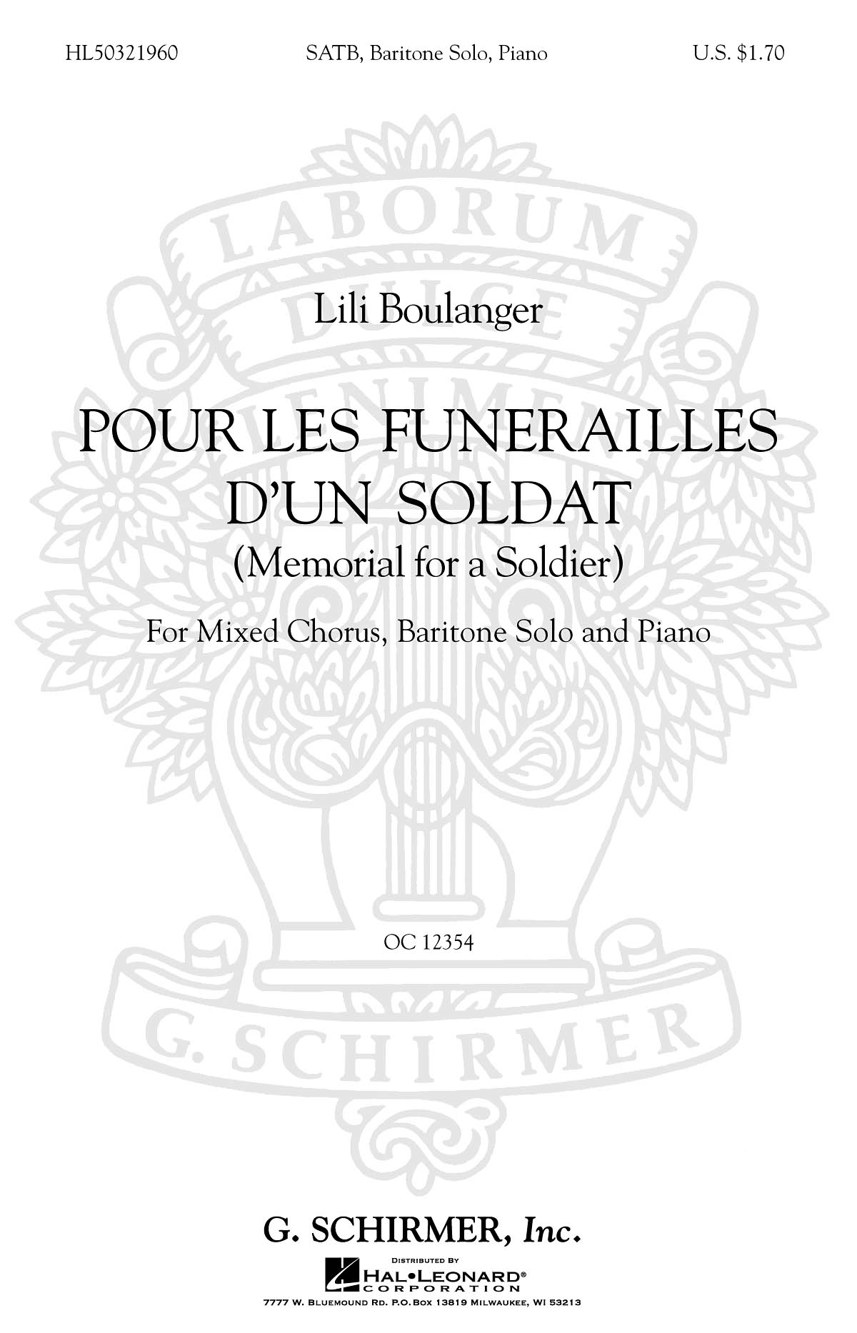 Lili Boulanger: Pour les Funerailles d'un Soldat: SATB: Vocal Score