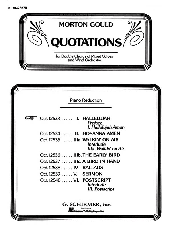 M Gould: Hallelujah Amen From Quotations: Double Choir: Vocal Score