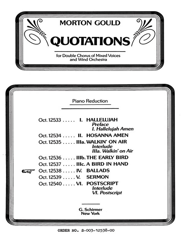 M Gould: Ballads From Quotations: SATB: Vocal Score