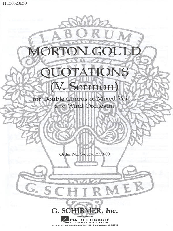 M Gould: Sermon From Quotations With Orchestra: Double Choir: Vocal Score
