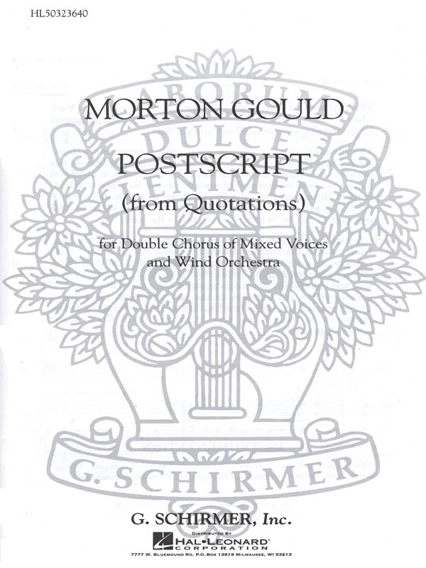 M Gould: Postscript From Quotations With Orchestra: SATB: Vocal Score