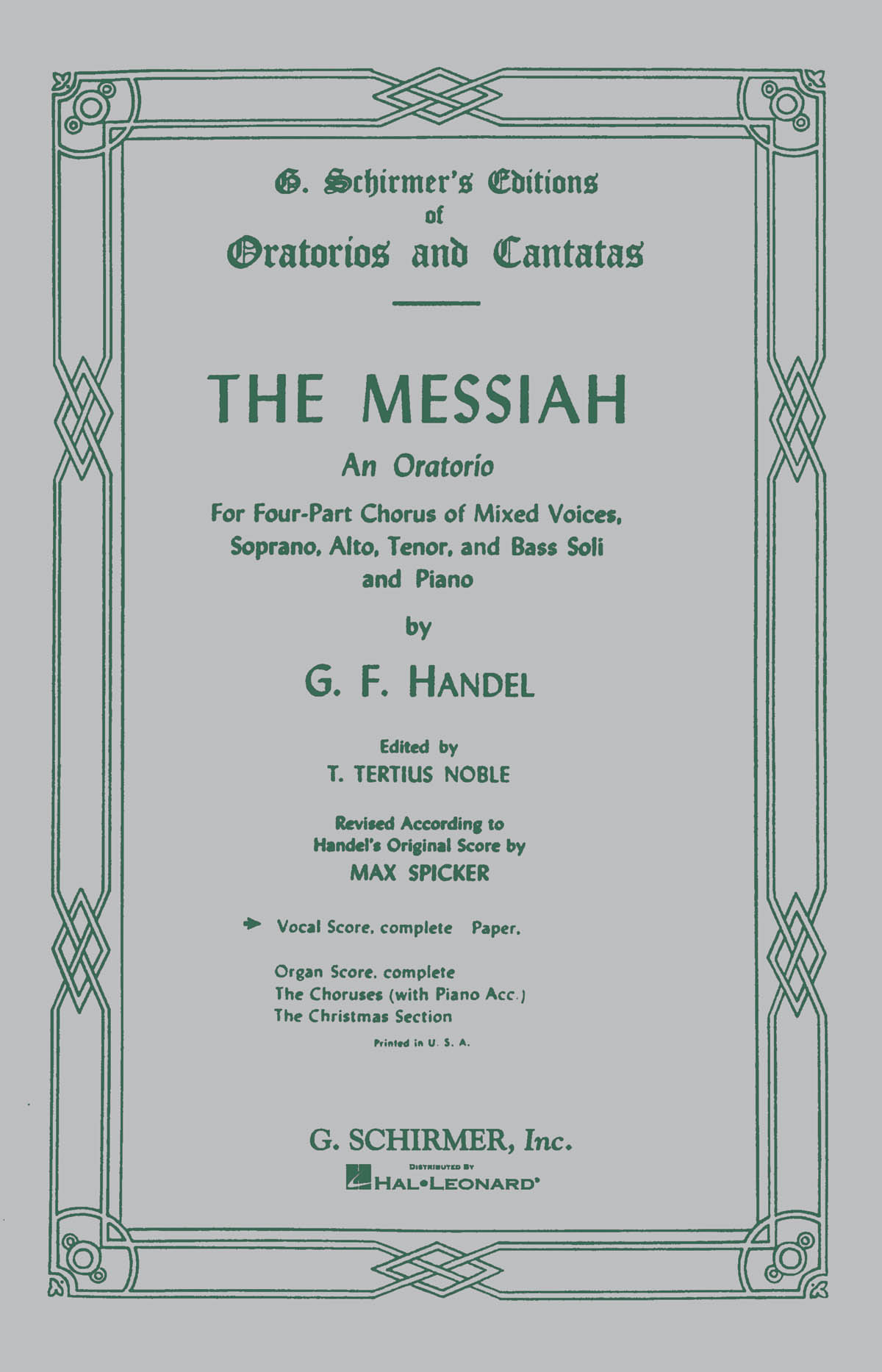 Georg Friedrich Hndel: Messiah (Oratorio  1741): Mixed Choir: Vocal Score