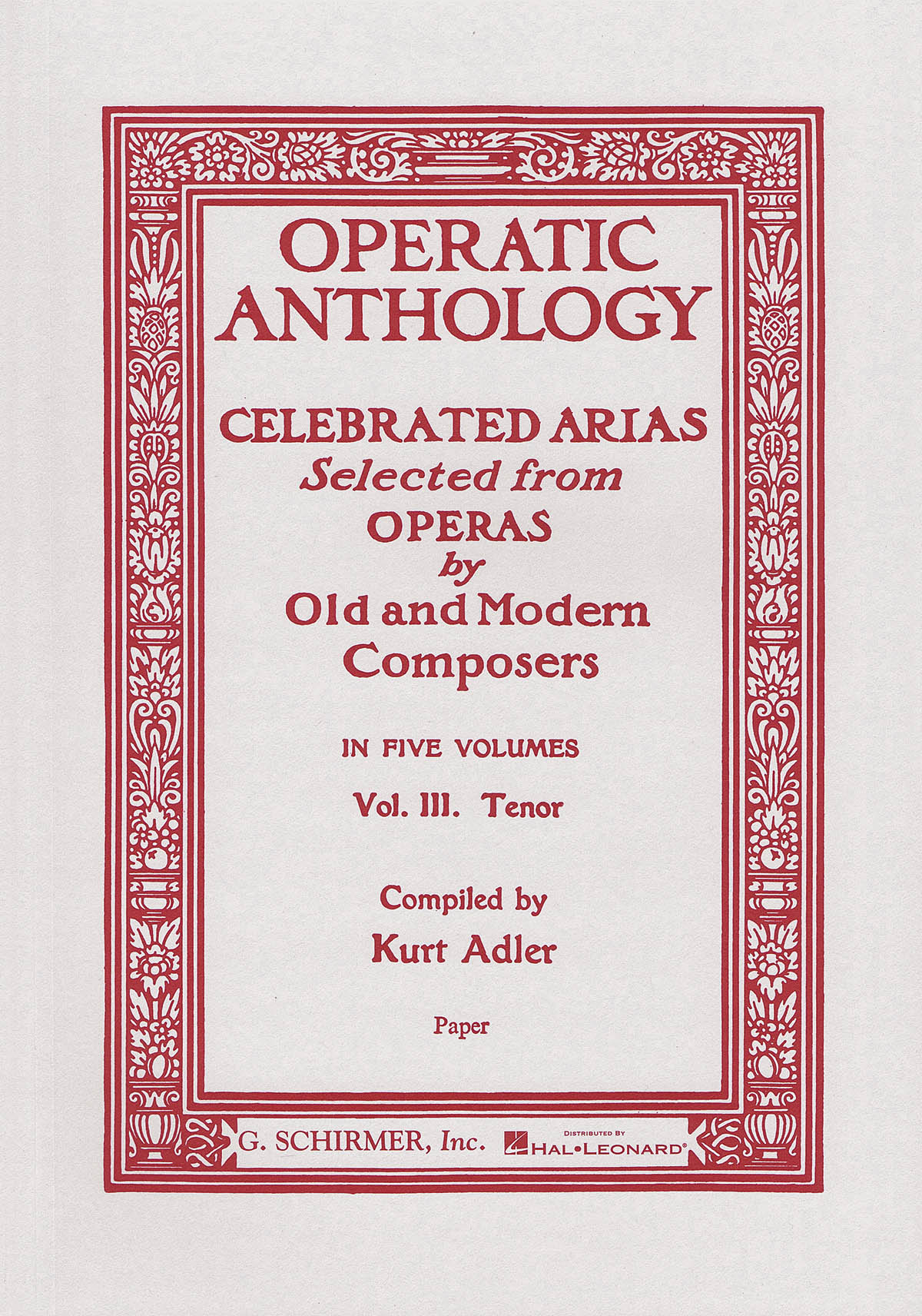 Operatic Anthology - Volume 3: Tenor: Mixed Songbook