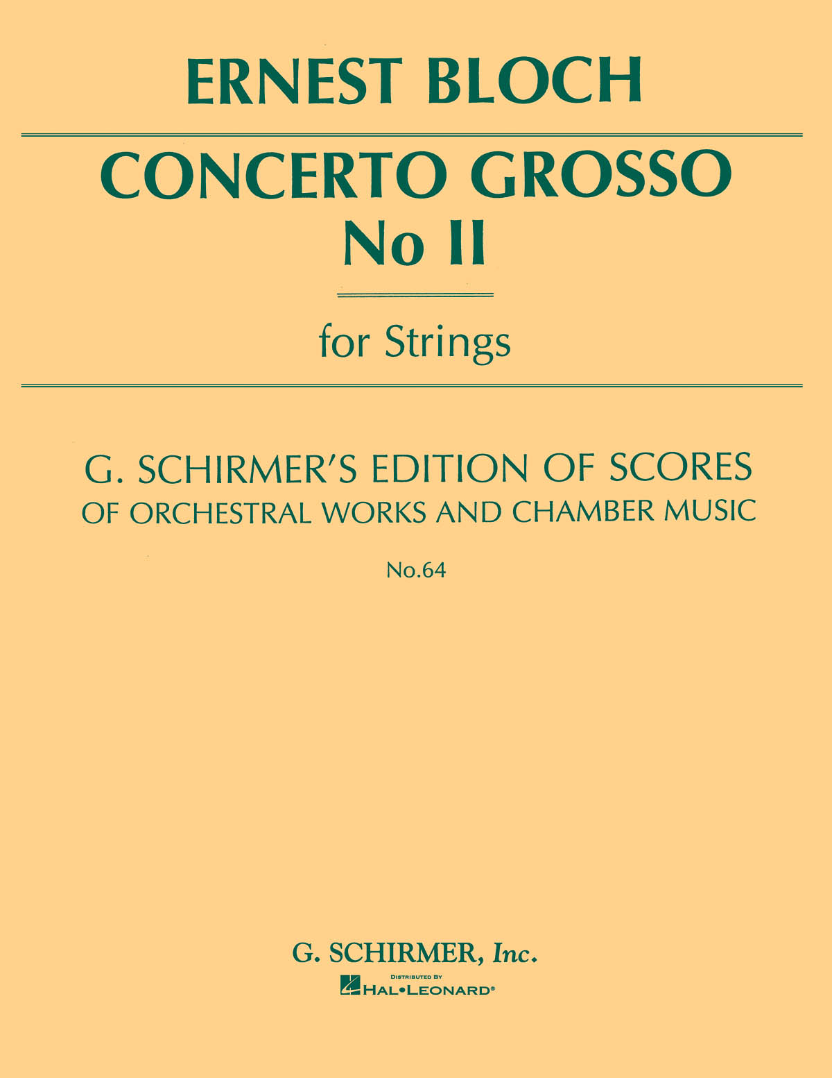 Ernest Bloch: Concerto Grosso No. 2: String Quartet: Score