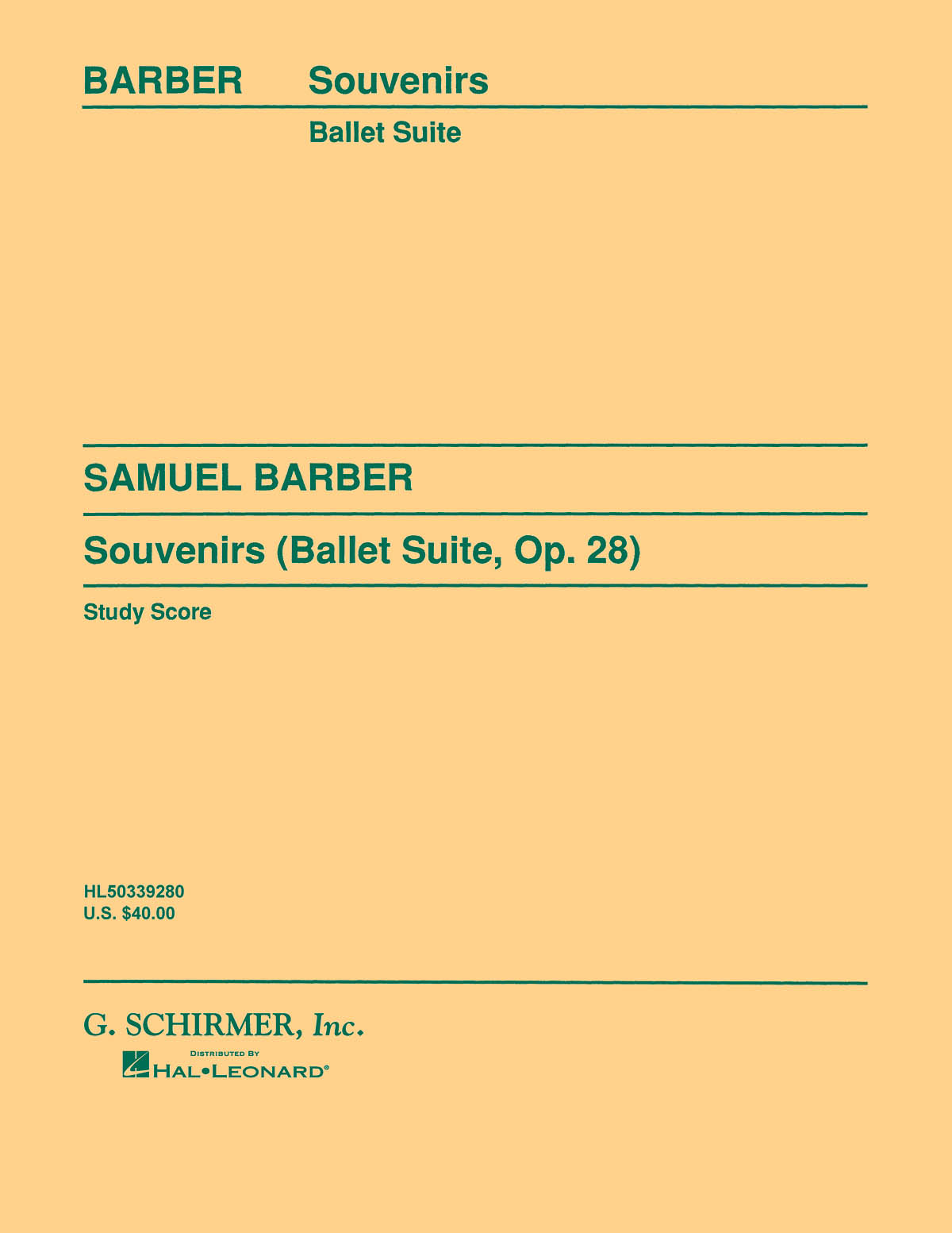 Samuel Barber: Souvenirs Ballet Suite  Op. 28 (Original): Orchestra: Study Score