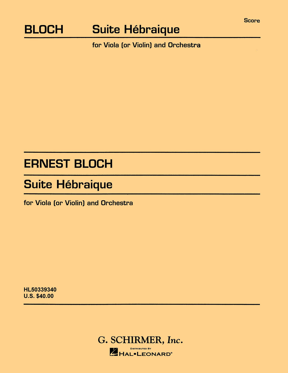 Ernest Bloch: Suite Hebra?que: Violin: Instrumental Work