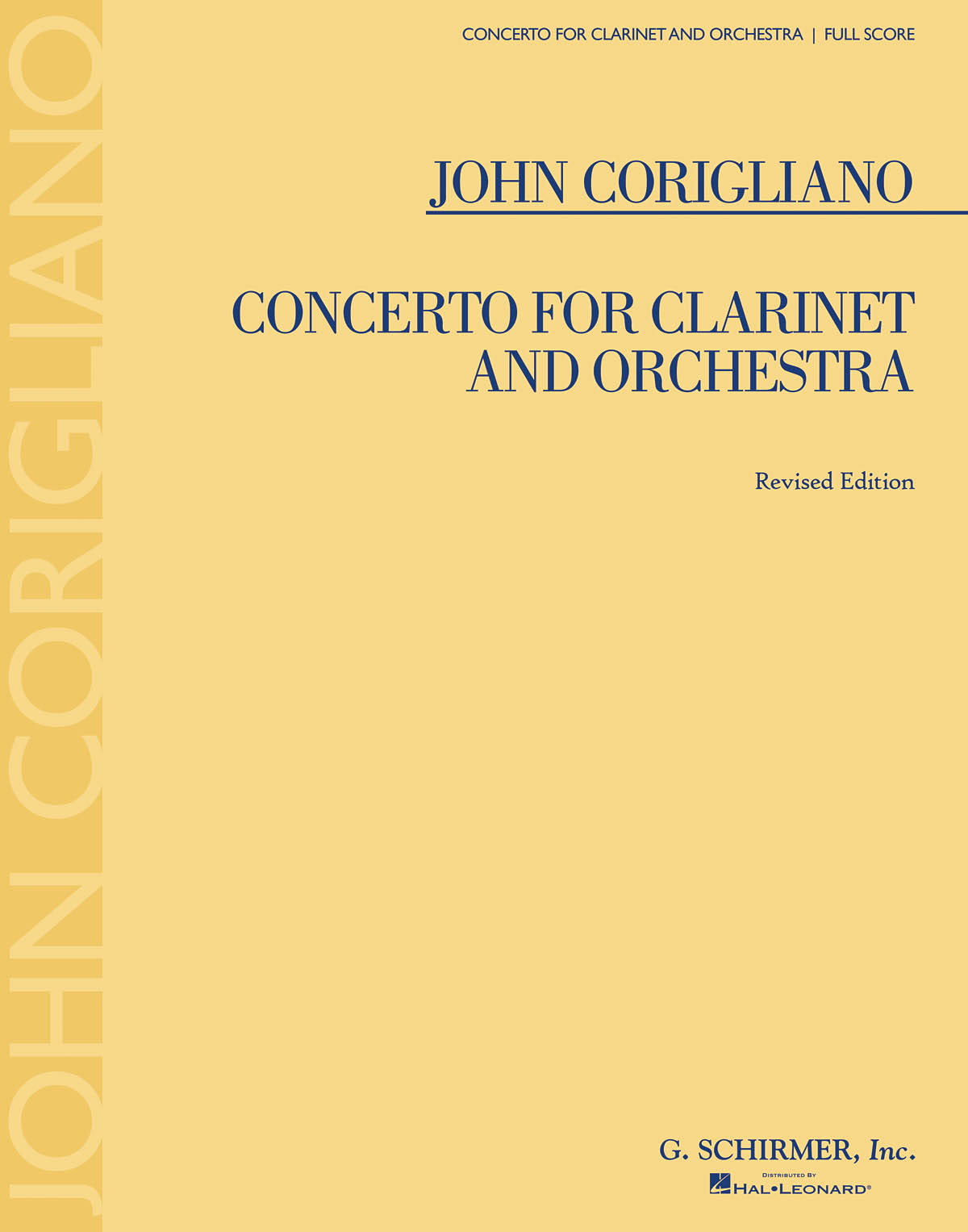 John Corigliano: Concerto for Clarinet and Orchestra: Clarinet: Study Score