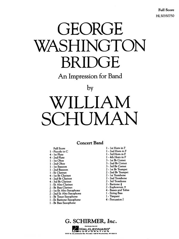W. Schuman: George Washington Bridge: Concert Band: Score