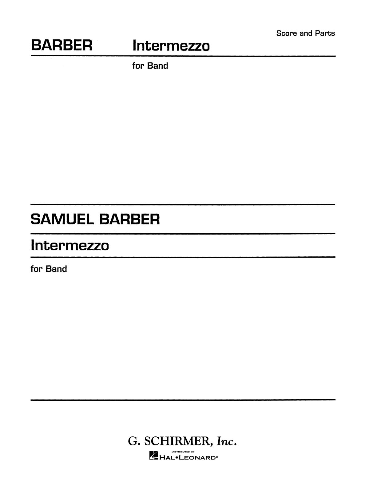 Samuel Barber: Intermezzo (from Vanessa): Concert Band: Score & Parts