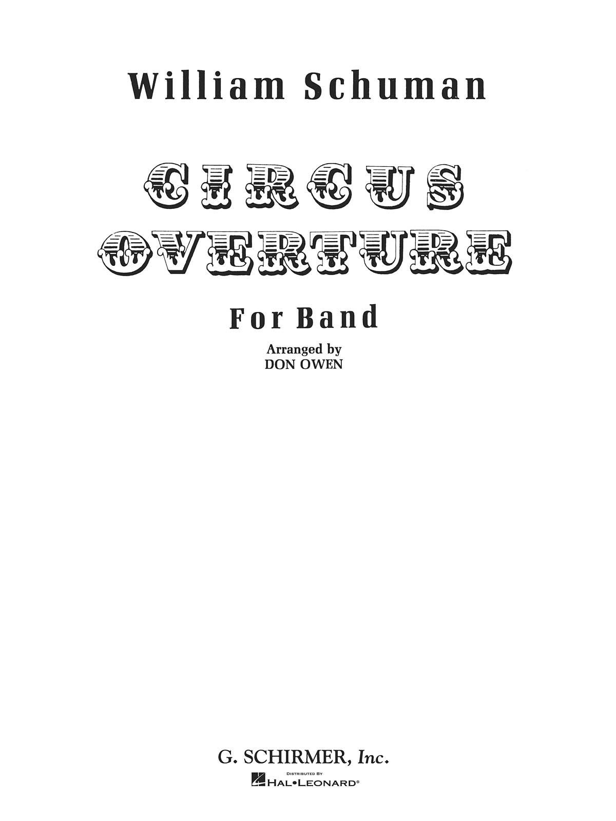 William Schuman: Circus Overture: Concert Band: Score & Parts