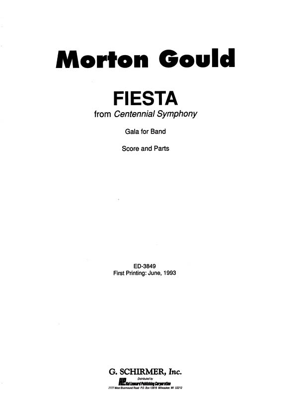 M Gould: Fiesta Concert Band Sc: Concert Band: Score and Parts