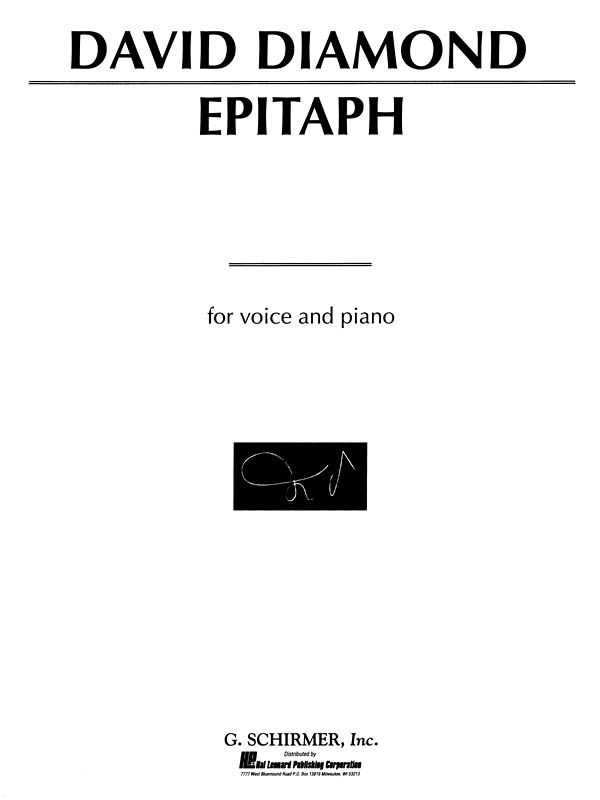 David Diamond: Epitaph: Voice & Piano: Vocal Score