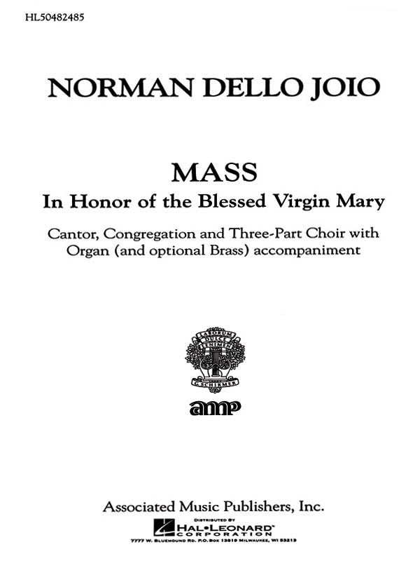 Mass Virgin Mary - In Honor Of The Blessed V M: Unison Voices: Vocal Score