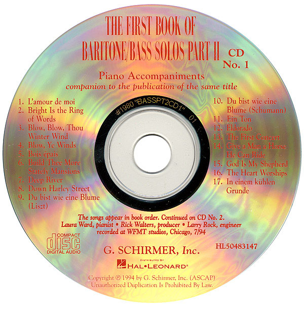The First Book of Baritone/Bass Solos - Part II: Baritone Voice: Backing Tracks