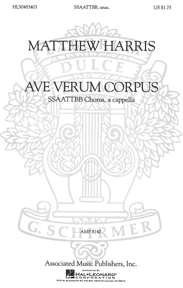 Matthew Harris: Ave Verum Corpus: Double Choir: Vocal Score