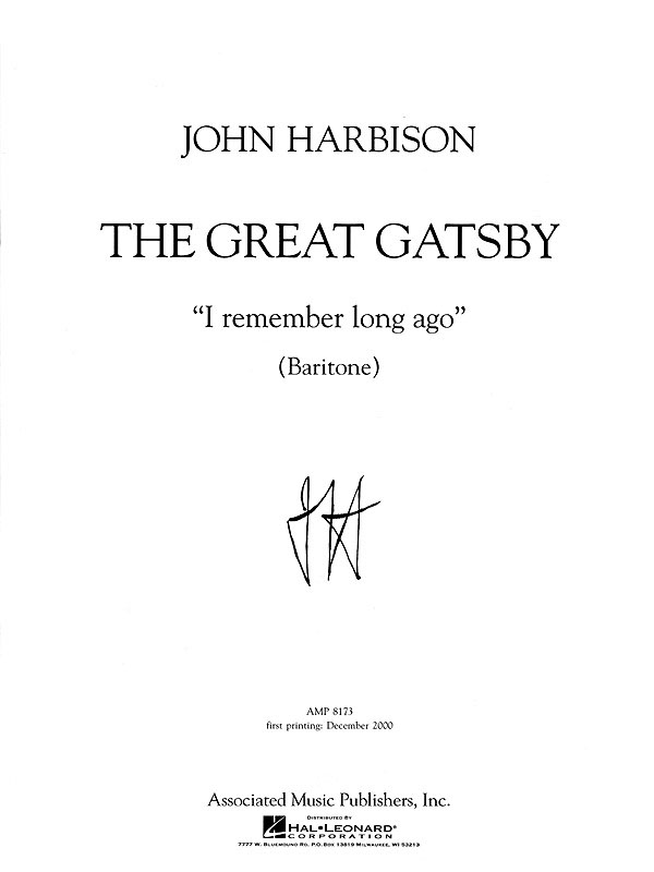 John Harbison: I Remember Long Ago: Baritone Voice: Vocal Album