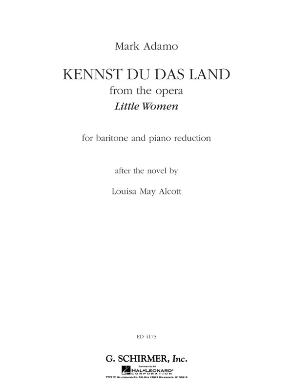 Mark Adamo: Kennst Du Das Land (from the Opera Little Women): Baritone Voice: