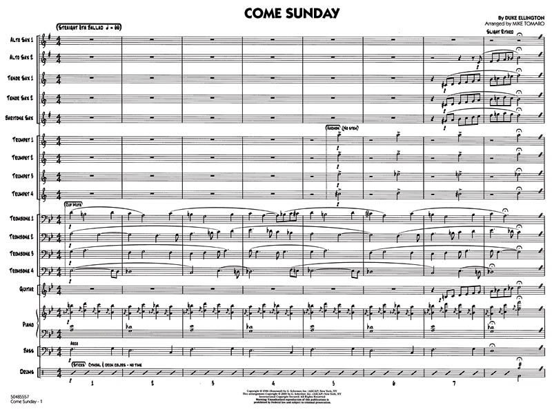 Come Sunday - Jazz Ensemble Score: Jazz Ensemble: Score