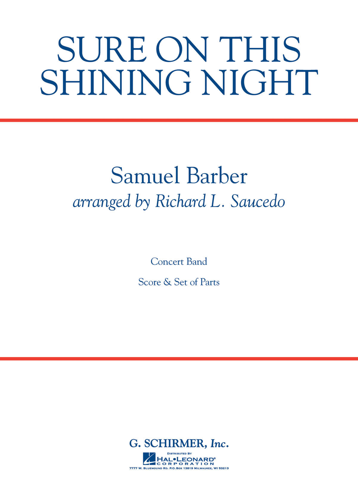 Samuel Barber: Sure on This Shining Night: Concert Band: Score