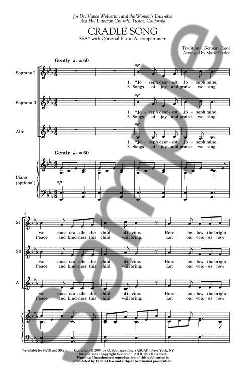 Traditional: Cradle Song: SSA: Vocal Score