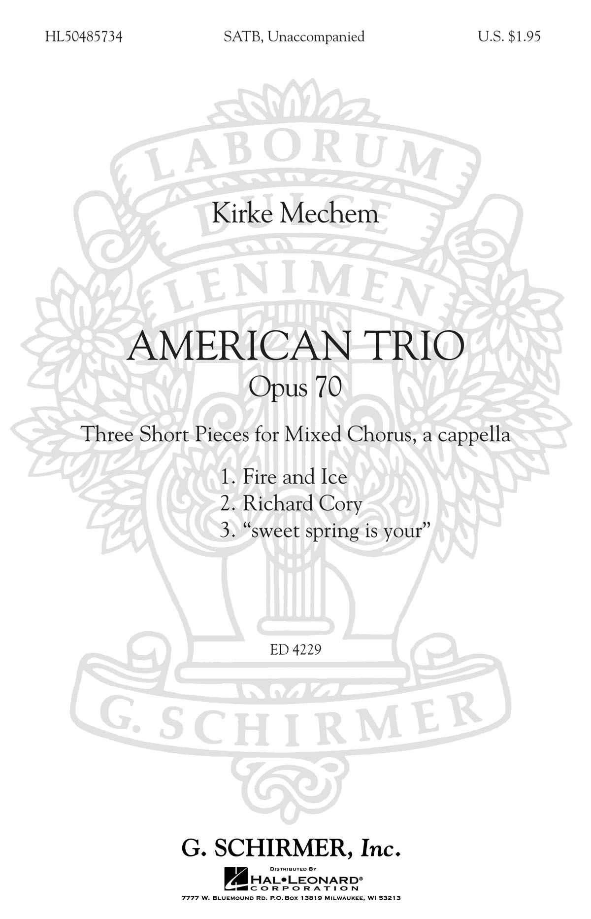 Kirke Mechem: American Trio: SATB: Vocal Score