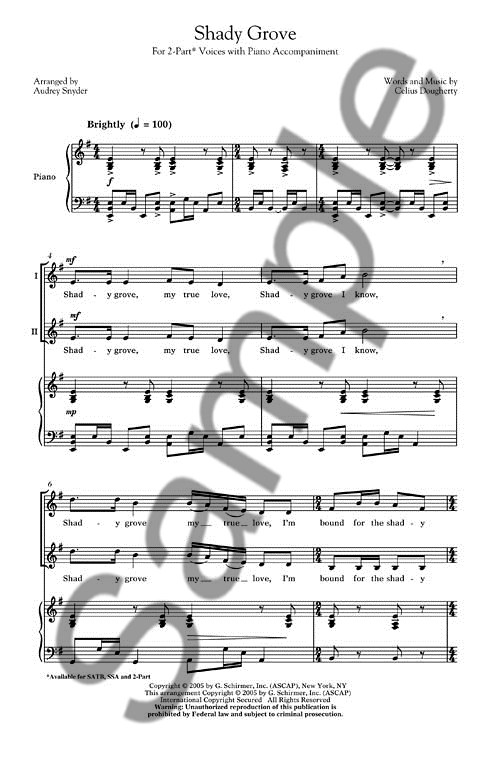 Celius Dougherty: Shady Grove: 2-Part Choir: Vocal Score
