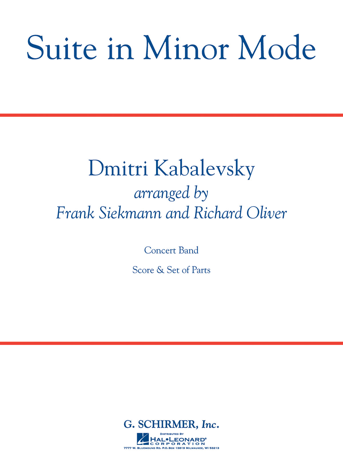 Dmitri Kabalevsky: Suite in Minor Mode: Concert Band: Score & Parts