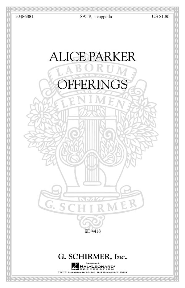 Alice Parker: Offerings: SATB: Vocal Score
