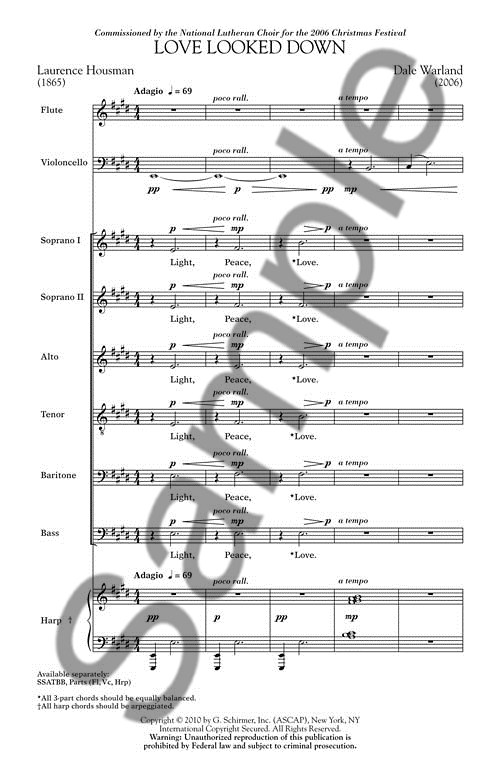 Dale Warland: Love Looked Down: SATB: Parts