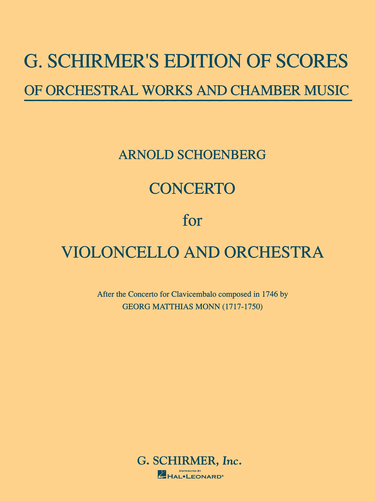 Arnold Schnberg: Concerto for Cello & Orchestra: Cello: Score