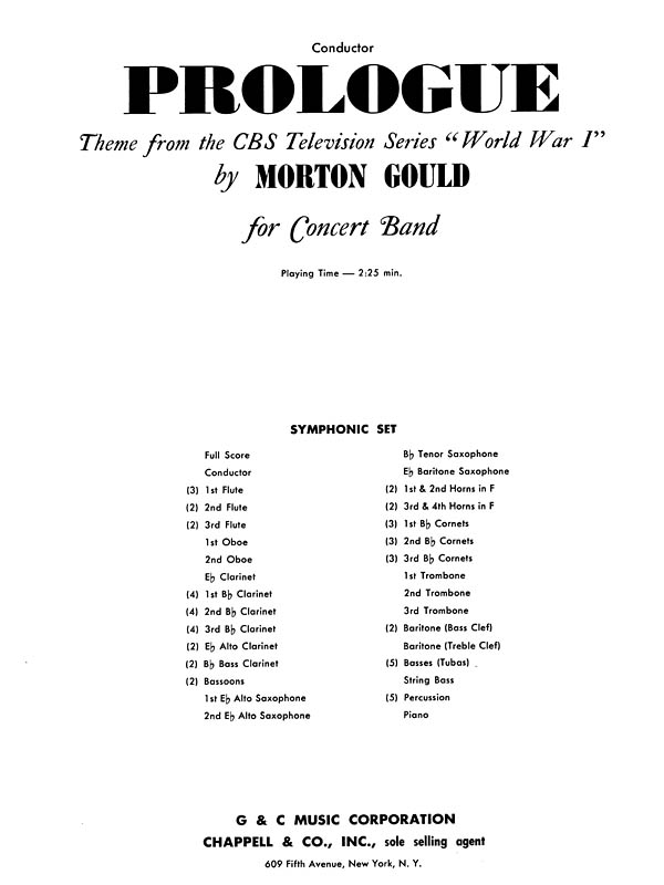 Morton Gould: Prologue (from CBS TV Production World War I): Concert Band: Score