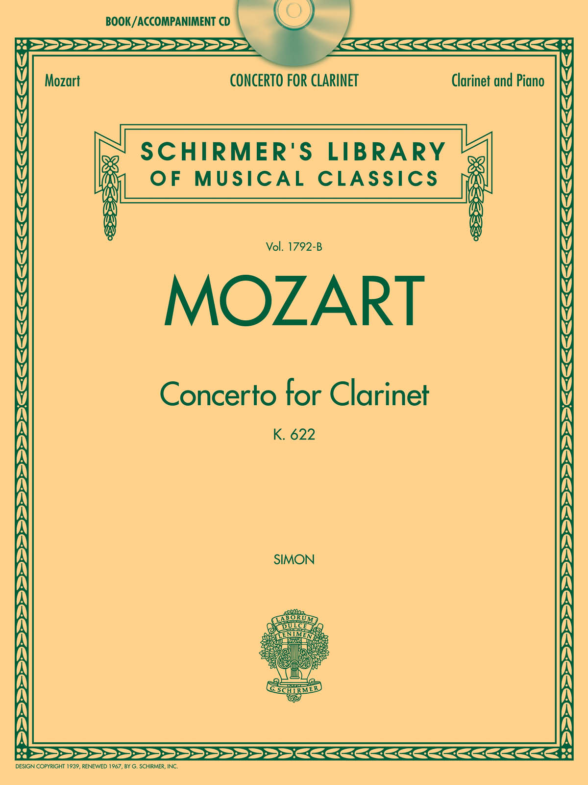 Wolfgang Amadeus Mozart: Concerto For Clarinet K.622 - Clarinet/Piano: Clarinet