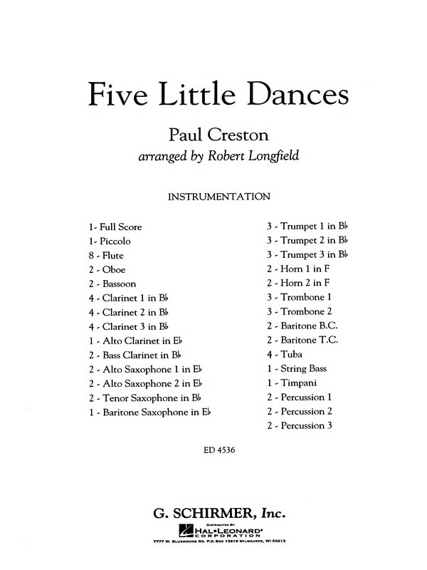 Paul Creston: Five Little Dances: Concert Band: Score
