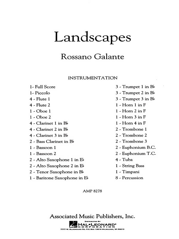 Rossano Galante: Landscapes: Concert Band: Score