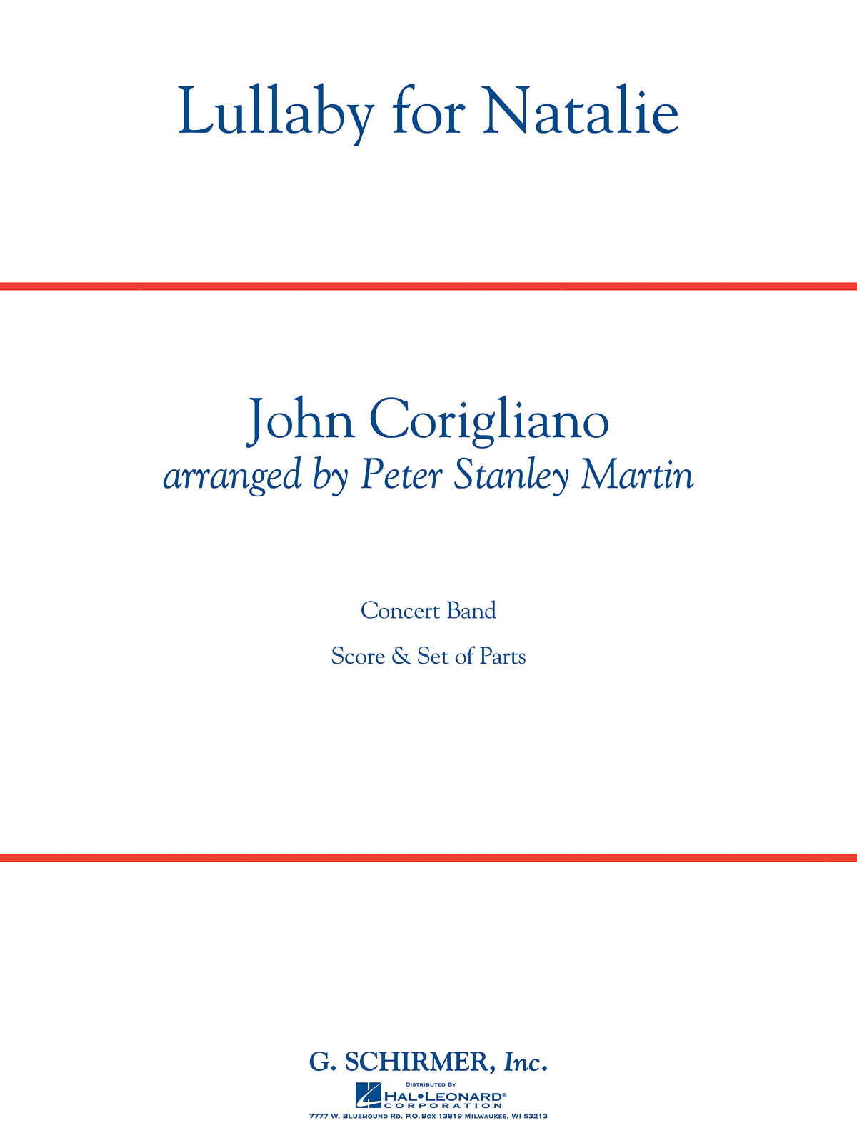 John Corigliano: Lullaby for Natalie: Concert Band: Score and Parts
