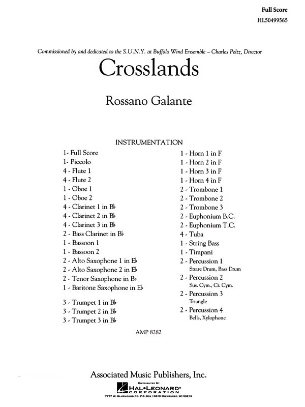 Rossano Galante: Crosslands: Concert Band: Score