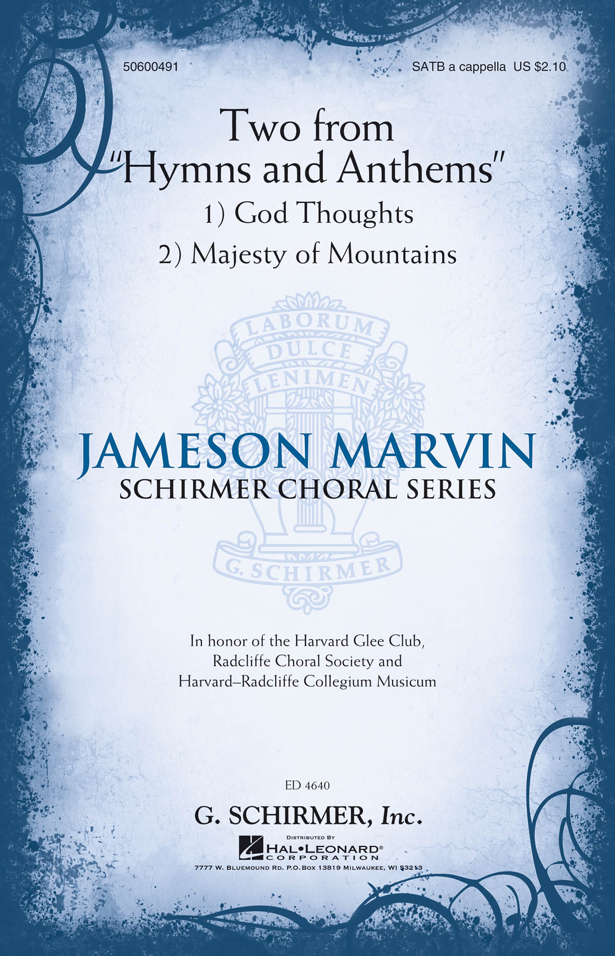 Jameson Marvin: Two from Hymns and Anthems: SATB: Vocal Score