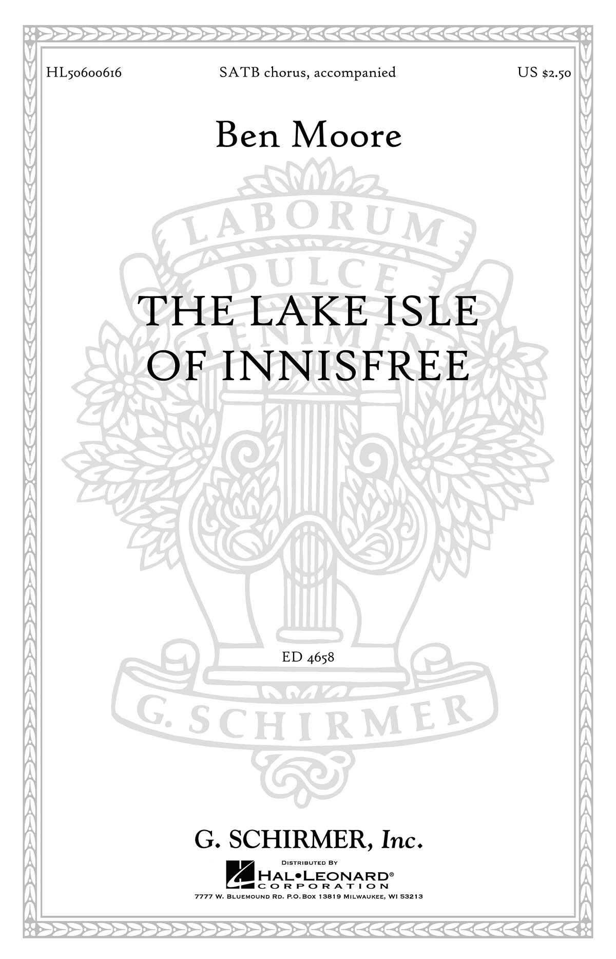 Ben Moore: The Lake Isle of Innisfree: SATB: Vocal Score