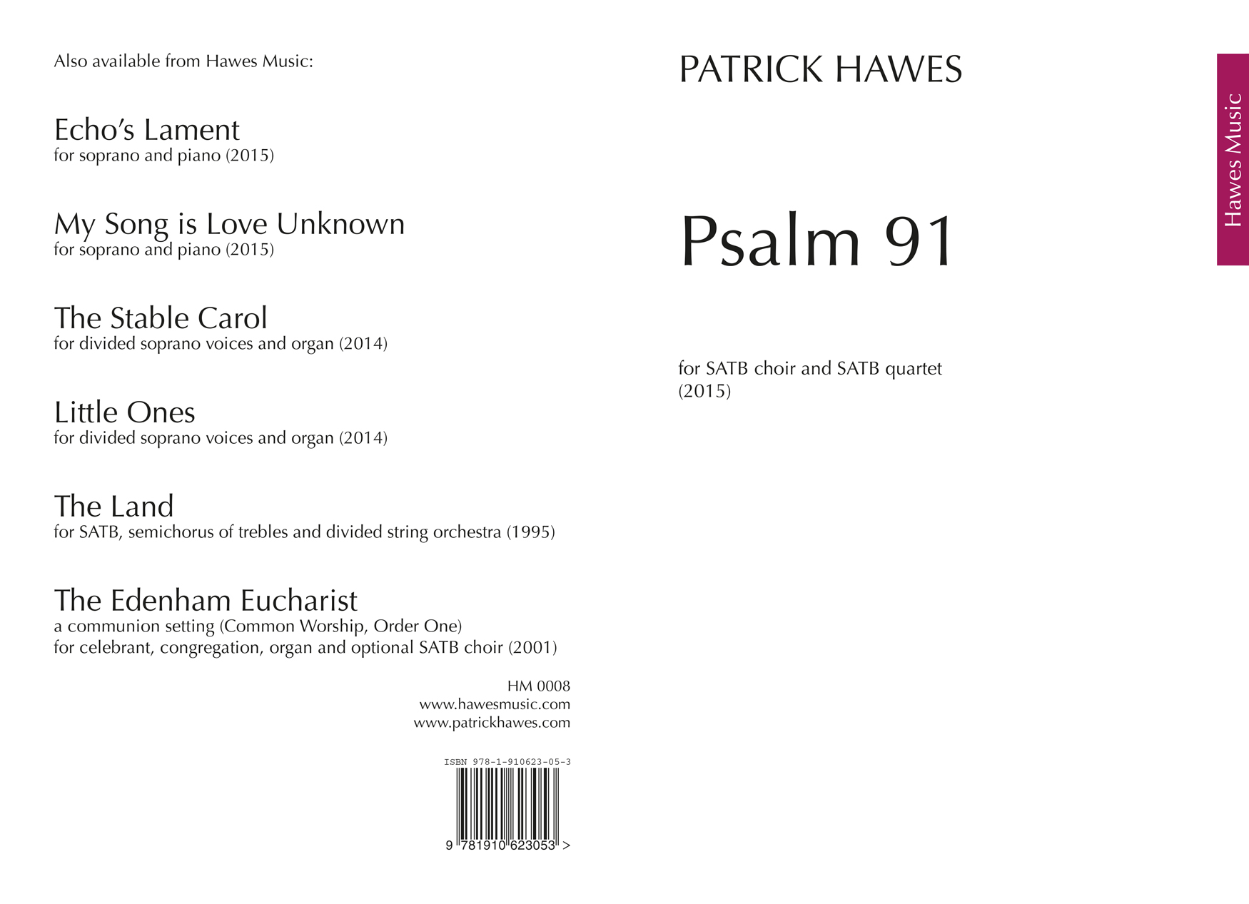 Patrick Hawes: Psalm 91 (The Psalm of Protection): SATB: Vocal Score