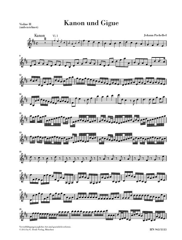 Johann Pachelbel: Canon And Gigue In D - Violin 2 Part: String Ensemble: Part